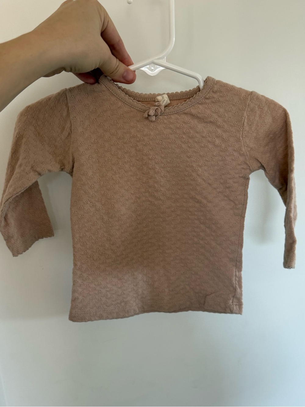 Quincy Mae Kids Long-Sleeve Ribbed Top in Dusty Pink, 6-12 months